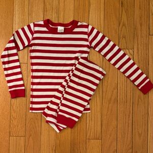 Hanna Andersson Red and White Striped Kids Pajama Set for Christmas coordination